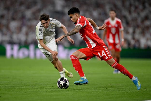 FUSSBALL CHAMPIONS LEAGUE SAISON 2025 2026 Viertelfinal Hinspiel 07.04.2026 Real Madrid - FC Bayern Muenchen Luis Diaz (FC Bayern Muenchen)