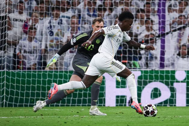 UEFA Champions League 2025 2026 quarter-final, Real Madrid FC Bayern Munich, at Estadio Bernabeu in Madrid Spain April 07, 2026, Madrid, Madrid, Spain: Vinicius Junior of Real Madrid during the UEFA Champions League 2025 2026 quarter-final, Real Madrid FC Bayern Munich, at Estadio Bernabeu in Madrid Spain Madrid Madrid Spain Copyright: xAlejandroxMatiasx