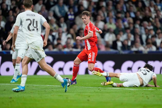 April 7, 2026, Madrid, Madrid, Spain: Joshua Kimmich of Bayern Munich in action during the UEFA Champions League 2025 26 Quarter-finals First Leg match between Real Madrid C.F. and Bayern Munich at Bernabeu stadium on April 07, 2026, in Madrid, Spain. Madrid Spain - ZUMAa181 20260407_zaa_a181_493 Copyright: xOscarxJ.xBarrosox