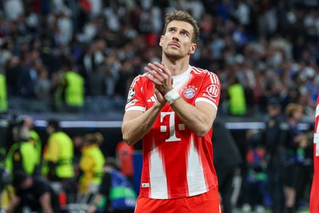 Leon Goretzka 8 (FC Bayern Muenchen) jubelt mit den Fans ueber den Sieg, Real Madrid vs. FC Bayern Muenchen, Fussball, Maenner, UEFA Champions League, Saison 2025 2026, Viertelfinal-Hinspiel (Quarter Finals 1st Leg), 07.04.2026 Madrid Madrid Spanien