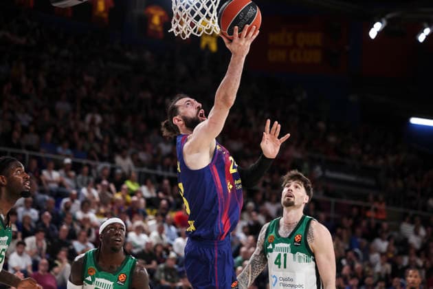 April 7, 2026, Barcelona, Barcelona, Spain: Tornike Shengelia of FC Barcelona, Barca in action during the EuroLeague Regular Season Round 36 match played between FC Barcelona and Panathinaikos Aktor Athens at Palau Blaugrana on April 07, 2026 in Barcelona, Spain. FC Barcelona V Panathinaikos Aktor Athens - Euroleague 2025 2026  - ZUMAa181 20260407_zaa_a181_478 Copyright: xJavierxBorregox