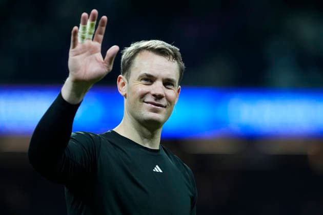 REAL MADRID CF v BAYERN MUNCHEN. CHAMPIONS LEAGUE 2025 2026. QUARTER FINALS. 1ST LEG MATCH. Bayern Munchen™s Manuel Neuer celebrates the victory in Champions League 2025 2026, Quarter-finals, first Leg match. April 7, 2026 (ALTERPHOTOS Acero) MadridSpain  Copyright: xAcerox