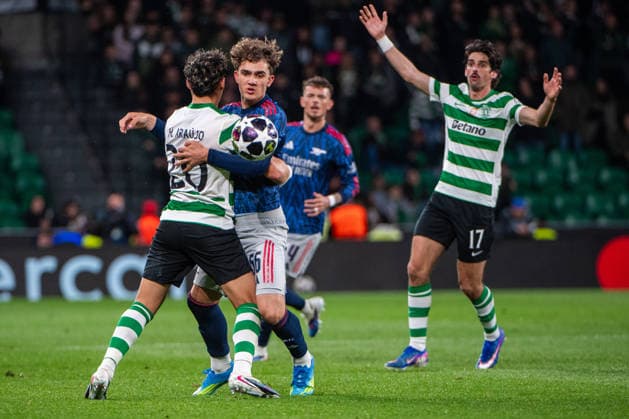 April 7, 2026, Lisbon, Lisbon, Portugal: LISBON, PORTUGAL - APRIL 07: MAX DOWMAN of Arsenal is seen on action during the the UEFA Champions League 2025 26 Quarter-Final First Leg match between Sporting Clube de Portugal and Arsenal FC at Estadio Jose Alvalade on April 07, 2026 in Lisbon, Portugal. Sporting CP X Arsenal - UEFA Champions League 2025 26  - ZUMAl192 20260407_zsp_l192_071 Copyright: xMiguelxLemosx