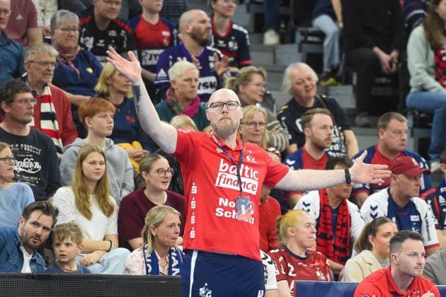 Handball I Herren I Saison 2025-2026 I EHF European League I Playoffs I Rückspiel I SG Flensburg-Handewitt - Skanderborg Aarhus Handball I 07.04.2026 Ales Pajovic (Trainer, SG Flensburg-Handewitt) Copyright: xLobeca JanxKirschnerx