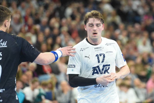 Handball I Herren I Saison 2025-2026 I EHF European League I Playoffs I Rückspiel I SG Flensburg-Handewitt - Skanderborg Aarhus Handball I 07.04.2026 Andreas Sögaard Rasmussen (17, SAH) Copyright: xLobeca JanxKirschnerx