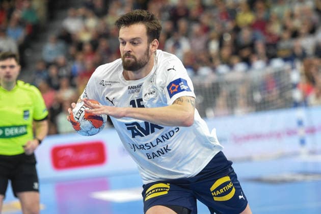 Handball I Herren I Saison 2025-2026 I EHF European League I Playoffs I Rückspiel I SG Flensburg-Handewitt - Skanderborg Aarhus Handball I 07.04.2026 Emil Buhl Laerke (15, SAH) Copyright: xLobeca JanxKirschnerx