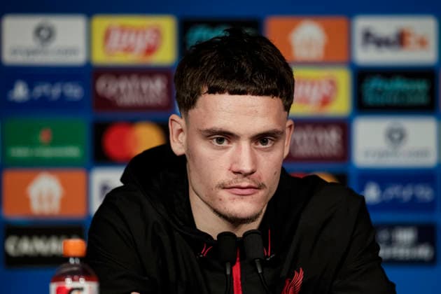 Paris, France - April 7: Florian Wirtz of Liverpool talks during the press conference, PK, Pressekonferenz of Liverpool FC at Parc des Princes on April 7, 2026 in Paris, France. (Photo by JustPictures) Paris Parc des Princes France