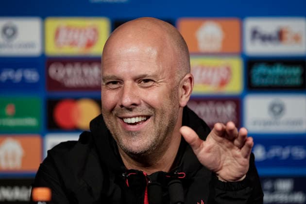 Paris, France - April 7: Liverpool Head Coach Arne Slot talks during the press conference, PK, Pressekonferenz of Liverpool FC at Parc des Princes on April 7, 2026 in Paris, France. (Photo by JustPictures) Paris Parc des Princes France