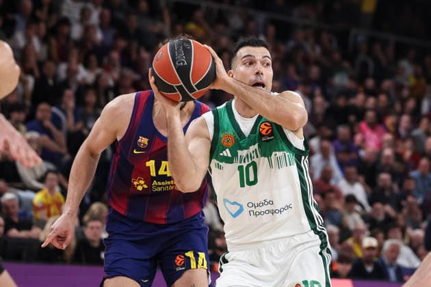 April 7, 2026, Barcelona, Barcelona, Spain: Kostas Sloukas of Panathinaikos Aktor Athens in action during the EuroLeague Regular Season Round 36 match played between FC Barcelona, Barca and Panathinaikos Aktor Athens at Palau Blaugrana on April 07, 2026 in Barcelona, Spain. Barcelona Spain - ZUMAa181 20260407_zaa_a181_360 Copyright: xJavierxBorregox
