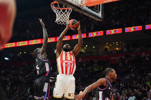 April 7, 2026, Belgrade, Central Serbia, Serbia: 202647, Belgrade, Serbia - Crvena Zvezda Meridianbet and Paris Basketball play a EuroLeague basketball game at the Belgrade Arena. SEMI OJELEYE in action. Belgrade Serbia - ZUMAd223 20260407_zip_d223_011 Copyright: xMarkoxDimicx