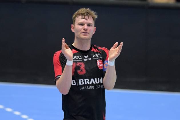 Jubel, Freude nach dem Sieg; Timo Kastening (MT Melsungen 73) , GER, MT Melsungen - Fredericia HK (DEN), Handball, EHF European League Maenner, Play-Offs, Saison 2025 2026, 07.04.2026, GER, MT Melsungen - Fredericia HK, Handball, EHF Maenner, Play-Off, Saison 2025 2026, 07.04.2026 Kassel Copyright: xEibner-Pressefotox xRolandxSippelx EP_RSL