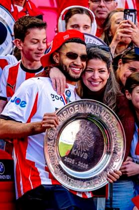 EINDHOVEN - Celebration of Eredivisie champion PSV Eindhoven at the Stadhuisplein. PSV Eindhoven player Ismael Saibari. (Photo by Caroline van Leusden EYE4IMAGES DeFodi Images) - *** EINDHOVEN Celebration of Eredivisie champion PSV Eindhoven at the Stadhuisplein PSV Eindhoven player Ismael Saibari Photo by Caroline van Leusden EYE4IMAGES DeFodi Images