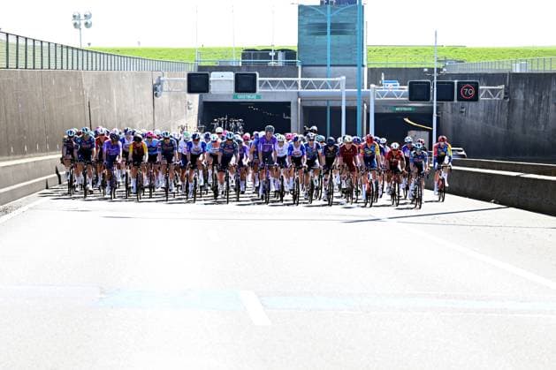 The pack of riders pictured in action during the men s race of the Scheldeprijs one day cycling event, 205,2km from Terneuzen, the Netherlands to Schoten, Belgium on Wednesday 08 April 2026. MAARTENxSTRAETEMANS  x170169293x