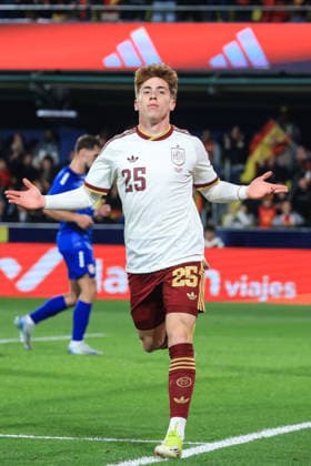 Spain - FIFA Friendly - Spain vs Serbia - 27 03 2026 SPAIN, VILLARREAL, MARCH 27. Victor Munoz of Spain celebrates after scoring his team s third goal during the FIFA friendly football match between Spain and Serbia on March 27, 2026 at Estadio de la Ceramica in Villarreal, Spain. Photo by Manuel Blondeau AOP.Press Villarreal Estadio de la Ceramica Spain Copyright: x ManuelxBlondeau AOP.Pressx AOP20260327-0010