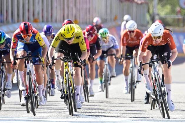 Scheldeprijs 2026 Cycling Race - Women Elite SCHOTEN, BELGIUM - APRIL 08 : Kool Charlotte (NED) of Fenix-Premier Tech, Veenhoven Nienke (NED) of Team Visma Lease a Bike and Balsamo Elisa (ITA) of Lidl - Trek during the sprint of the 6th edition of Scheldeprijs an UCI ProSeries one day cycling road race for Women Elite of 130,3 km with start in Schoten and finish in Schoten on April 8, 2026 in Schoten, Belgium, 08 04 2026 Schoten Belgium  Copyright: xPeterxDexVoechtx