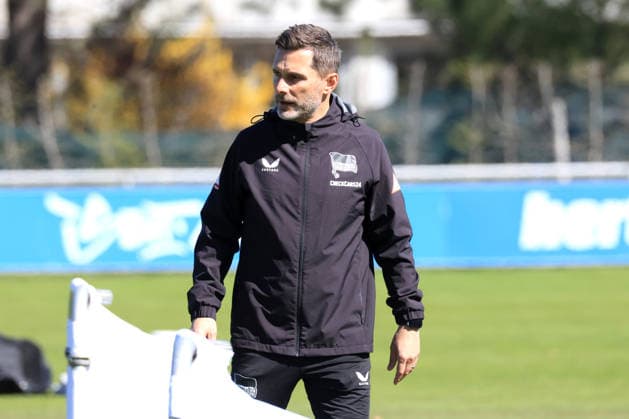DEU, DFL, 2. FBL Hertha BSC, Training, 08.04.2026, Sportforum, Berlin, DEU, DFL, 2. FBL Hertha BSC, Training, im Bild Cheftrainer Stefan Leitl (Hertha BSC Berlin) DFL - regulations prohibit any use of Photographs as image sequences and or quasi-video