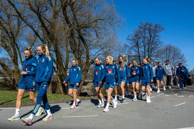 260408 The team of Sweden ahead of a training session on April 8, 2026 in Göteborg. Photo: Daniel Stiller BILDBYRAN kod DS DS0569 fotboll football soccer fotball träning practice training sverige sweden dam bbeng Copyright: DANIELxSTILLER BB260408DS001