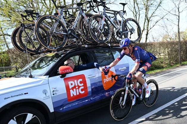 Dutch Julius van den Berg of Team Picnic PostNL pictured in action during the men s race of the Scheldeprijs one day cycling event, 205,2km from Terneuzen, the Netherlands to Schoten, Belgium on Wednesday 08 April 2026. MAARTENxSTRAETEMANS  x170188722x