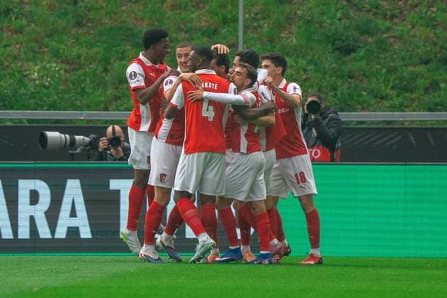 Braga v Real Betis. Europa League Braga players during the Europa Leage match, between Braga and Real Betis played at Braga Municipal Stadium on April 8, 2026 in Braga, Portugal Braga Portugal Copyright: xAdrianxFernandezx xAgenciaxLOFx