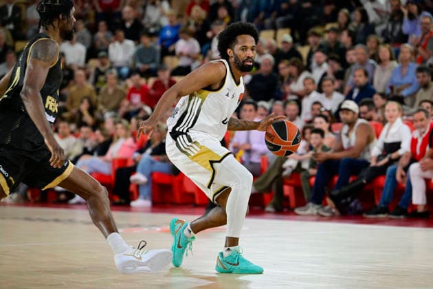 BASKET-BALL : AS Monaco VS LDLC Asvel - Turkish Airlines EuroLeague - 08 04 2026 Braian Angola-Rodas (ASVEL) - Turkish Airlines EuroLeague match between AS Monaco and LDLC Asvel on April 8, 2026 at the Gaston-MÃ decin sports hall in Monaco. MonacoMonaco  Copyright: xWilliamxCannarellax
