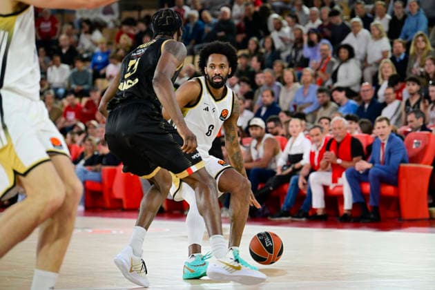 BASKET-BALL : AS Monaco VS LDLC Asvel - Turkish Airlines EuroLeague - 08 04 2026 Braian Angola-Rodas (ASVEL) - Turkish Airlines EuroLeague match between AS Monaco and LDLC Asvel on April 8, 2026 at the Gaston-MÃ decin sports hall in Monaco. MonacoMonaco  Copyright: xWilliamxCannarellax