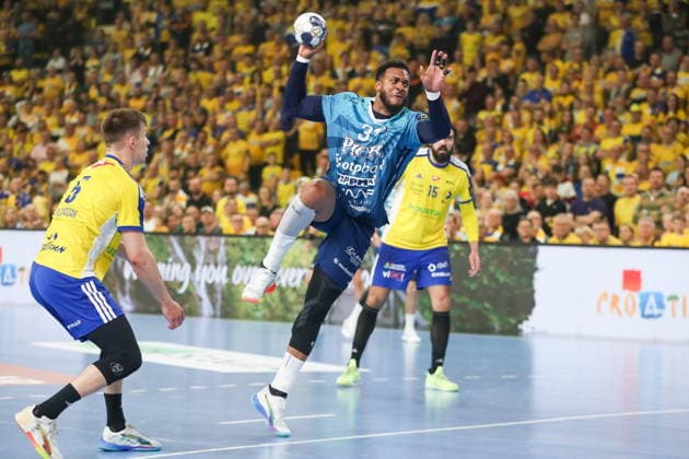 Kielce 08.04.2026. Pilka reczna EHF Liga Mistrzow sezon 2025 26 runda play off - polfinal mecz: Industria Kielce - Pick Szeged --- Handball EHF Champions League season 2025 26 round play off semi-final match: Industria Kielce - Pick Szeged nz Toto Jeremy Fot. Kacper Staniec NEWSPIX.PL --- newspix.pl 