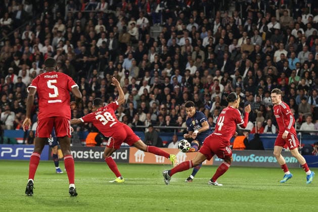 UEFA Champions League Quarter Finals Paris Saint-Germain v Liverpool Desire Doue of Paris Saint-Germain scores to make it 1-0 during the UEFA Champions League Quarter Finals match Paris Saint-Germain vs Liverpool at Parc des Princes, Paris, France on 08 April 2026 (Photo by Alfie Cosgrove News Images) Paris Parc des Princes Paris France Copyright: xAlfiexCosgrove NewsxImagesx