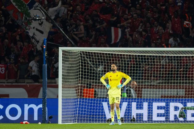 Football - UEFA Champions League - Quarter-Final - 1st Leg - Paris Saint-Germain FC v Liverpool FC PARIS, FRANCE - Wednesday, April 8, 2026: Liverpool s goalkeeper Giorgi Mamardashvili looks rejected after conceding the first goal during the UEFA Champions League Quarter-Final 1st Leg match between Paris Saint-Germain FC and Liverpool FC at the Parc des Princes. (Photo by David Rawcliffe Propaganda) PARIS Parc des Princes ÃŽLE-DE-FRANCE FRANCE  Copyright: xDavidxRawcliffex P2026-04-08-PSG_Liverpool-36