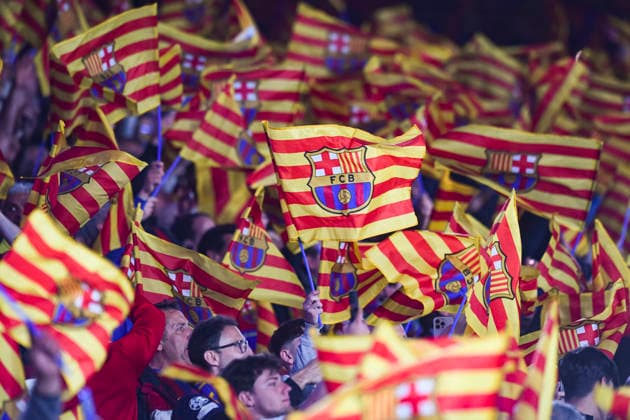UEFA Champions League 2025 2026 quarter-final, FC Barcelona, Barca Atletico de Madrid, at Estadio Campo Nou in Barcelona Spain April 08, 2026, Barcelona, Barcelona, Spain: Fans of FC Barcelona during the UEFA Champions League 2025 2026 quarter-final, FC Barcelona Atletico de Madrid, at Estadio Campo Nou in Barcelona Spain Barcelona Barcelona Spain Copyright: xPACOxLARGOx