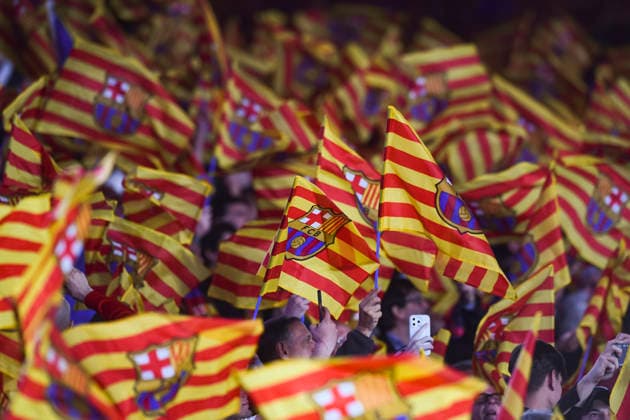 UEFA Champions League 2025 2026 quarter-final, FC Barcelona, Barca Atletico de Madrid, at Estadio Campo Nou in Barcelona Spain April 08, 2026, Barcelona, Barcelona, Spain: Fans of FC Barcelona during the UEFA Champions League 2025 2026 quarter-final, FC Barcelona Atletico de Madrid, at Estadio Campo Nou in Barcelona Spain Barcelona Barcelona Spain Copyright: xPACOxLARGOx