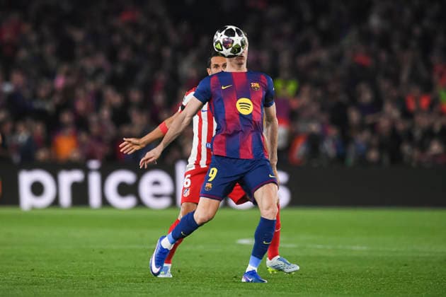UEFA Champions League 2025 2026 quarter-final, FC Barcelona, Barca Atletico de Madrid, at Estadio Campo Nou in Barcelona Spain April 08, 2026, Barcelona, Barcelona, Spain: Robert Lewandowski of FC Barcelona during the UEFA Champions League 2025 2026 quarter-final, FC Barcelona Atletico de Madrid, at Estadio Campo Nou in Barcelona Spain Barcelona Barcelona Spain Copyright: xPACOxLARGOx