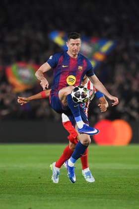 UEFA Champions League 2025 2026 quarter-final, FC Barcelona, Barca Atletico de Madrid, at Estadio Campo Nou in Barcelona Spain April 08, 2026, Barcelona, Barcelona, Spain: Robert Lewandowski of FC Barcelona during the UEFA Champions League 2025 2026 quarter-final, FC Barcelona Atletico de Madrid, at Estadio Campo Nou in Barcelona Spain Barcelona Barcelona Spain Copyright: xPACOxLARGOx