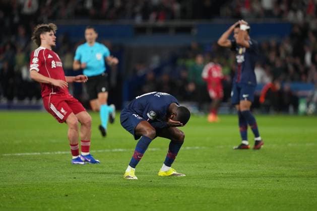 Ousmane Dembele of PSG reacts after wasting a good chance Paris Saint-Germain v Liverpool, UEFA Champions League, Quarter Final, First Leg, Football, Parc des Princes, Paris, France - 08 Apr 2026Paris Parc des Princes France EDITORIAL USE ONLY No use with unauthorised audio, video, data, fixture lists, club league logos or live services. Online in-match use limited to 120 images, no video emulation. No use in betting, games or single club league player publications. Copyright: xDavexWinter Shutterstockx 16811861bs