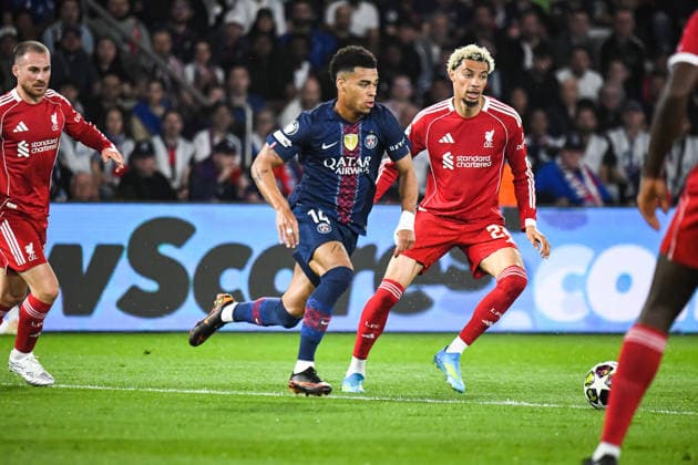 FOOTBALL : Paris Saint Germain vs Liverpool FC - Ligue des Champions - Quart de Finale - Match Aller - 08 04 2026 Desire Doue (Paris SG) Hugo Ekitike (FC Liverpool) ParisFrance  Copyright: xBaptistexAutissierx