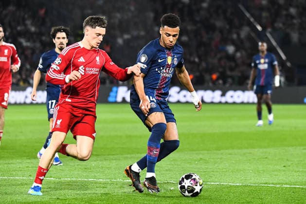 FOOTBALL : Paris Saint Germain vs Liverpool FC - Ligue des Champions - Quart de Finale - Match Aller - 08 04 2026 Desire Doue (Paris SG) Florian Wirtz (FC Liverpool) ParisFrance  Copyright: xBaptistexAutissierx