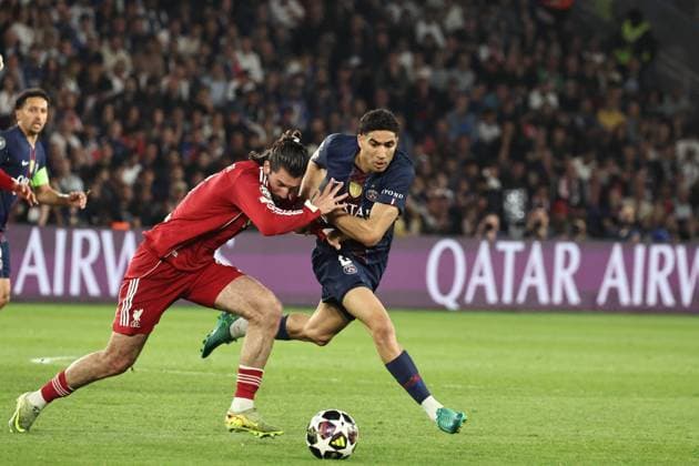 Ligue des Champions Psg Liverpool PHOTOPQR LE PARISIEN LP Fred Dugit ; Paris ; 08 04 2026 ; Sports Parc des Princes, Paris (XVIe), le 08 04 2026 Quart de finale aller de ligue des Champions Psg-Liverpool LP Fred Dugit Achraf Hakimi -- 8 April 2026 Parc des Princes, Paris (16th arrondissement), France Champions League quarter-final first leg: PSG v Liverpool