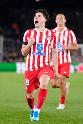 FC Barcelona, Barca v Atletico de Madrid - UEFA Champions League 2025 26 Quarter-Final First Leg Julian Alvarez centre-forward of Atletico de Madrid and Argentina celebrates after scoring his sides first goal during the UEFA Champions League 2025 26 Quarter-Final First Leg match between FC Barcelona and Club AtlÃ tico de Madrid at Estadio Spotify Camp Nou on April 8, 2026 in Barcelona, Spain. Barcelona Spain  Copyright: xJosexBretonx originalFilename:bretonhernandez-fcbarcel260408_npbR3.jpg