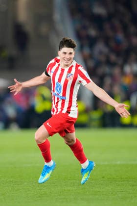 FC Barcelona, Barca v Atletico de Madrid - UEFA Champions League 2025 26 Quarter-Final First Leg Julian Alvarez centre-forward of Atletico de Madrid and Argentina celebrates after scoring his sides first goal during the UEFA Champions League 2025 26 Quarter-Final First Leg match between FC Barcelona and Club AtlÃ tico de Madrid at Estadio Spotify Camp Nou on April 8, 2026 in Barcelona, Spain. Barcelona Spain  Copyright: xJosexBretonx originalFilename:bretonhernandez-fcbarcel260408_nplMU.jpg