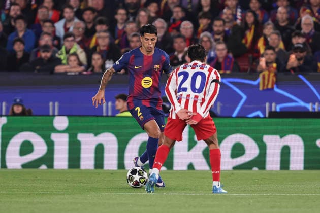 April 8, 2026, Barcelona, Barcelona, SPAIN: Joao Cancelo of FC Barcelona, Barca in action during the UEFA Champions League 2025 26 Quarter-finals First Leg, football match played between FC Barcelona and Atletico de Madrid at Spotify Camp Nou stadium on April 08, 2026 in Barcelona, Spain. FC Barcelona V Atletico De Madrid - UEFA Champions League 2025 26 Quarter-Finals First Leg  - ZUMAa181 20260408_zaa_a181_232 Copyright: xJavierxBorregox