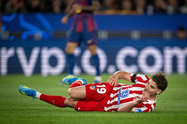 Julian Alvarez (AtlÃ tico de Madrid) gestures during a UEFA Champions League match between FC Barcelona, Barca and Atletico de Madrid at Spotify Camp Nou in Barcelona, , Spain, on April 08 2026. Photo by Felipe Mondino Copyright: x@FELIPExMONDINOx