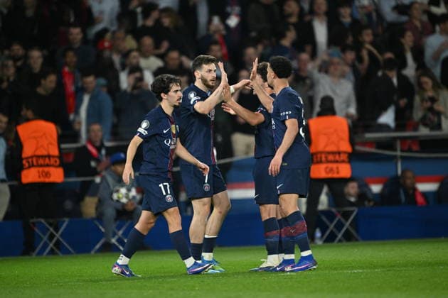 PSG v Liverpool - UEFA Champions League Quarter-finals PARIS, FRANCE - APRIL 8: Khvicha Kvaratskhelia of PSG celebrates after a goal during the UEFA Champions League 2025 26 Quarter-Final First Leg match between Paris Saint-Germain and Liverpool FC at Parc des Princes in Paris, France, on April 8, 2026. Mustafa Yalcin Anadolu Paris France. Editorial use only. Please get in touch for any other usage.  Copyright: x2026xAnadoluxMustafaxYalcinx