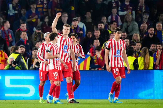 FC Barcelona, Barca v Atletico de Madrid - UEFA Champions League 2025 26 Quarter-Final First Leg Alexander Sorloth centre-forward of Atletico de Madrid and Norway celebrates after scoring his sides first goal during the UEFA Champions League 2025 26 Quarter-Final First Leg match between FC Barcelona and Club AtlÃ tico de Madrid at Estadio Spotify Camp Nou on April 8, 2026 in Barcelona, Spain. Barcelona Spain  Copyright: xJosexBretonx originalFilename:bretonhernandez-fcbarcel260408_npD84.jpg
