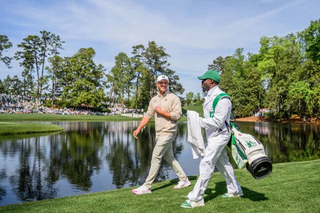 260408 Bryson DeChambeau of the United States and Kevin Hart during the Par Three Contest prior to the 2026 Masters Golf Tournament on April 8, 2026 in Augusta. Photo: Petter Arvidson BILDBYRAN kod PA PA1192 golf masters bbeng the masters augusta Copyright: PETTERxARVIDSON BB260408PA044