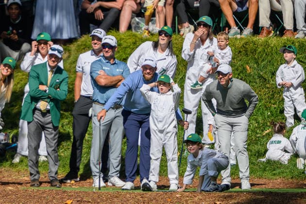 260408 Son of Tommy Fleetwood of England, Franklin Fleetwood on the ninth hole during the Par Three Contest prior to the 2026 Masters Golf Tournament on April 8, 2026 in Augusta. Photo: Petter Arvidson BILDBYRAN kod PA PA1192 golf masters bbeng the masters augusta Copyright: PETTERxARVIDSON BB260408PA050