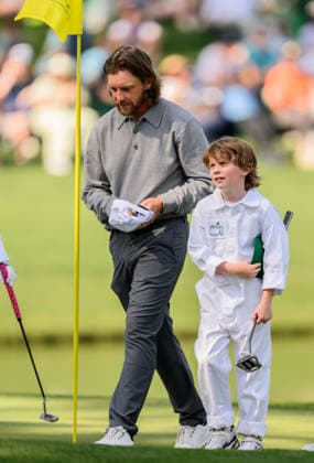 260408 Son of Tommy Fleetwood of England, Franklin Fleetwood on the ninth hole during the Par Three Contest prior to the 2026 Masters Golf Tournament on April 8, 2026 in Augusta. Photo: Petter Arvidson BILDBYRAN kod PA PA1192 golf masters bbeng the masters augusta Copyright: PETTERxARVIDSON BB260408PA056