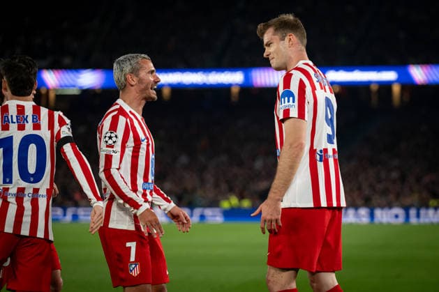 Alexander Sorloth (AtlÃ tico de Madrid) and Antoine Griezmann (AtlÃ tico de Madrid) seen in action during a UEFA Champions League match between FC Barcelona, Barca and Atletico de Madrid at Spotify Camp Nou in Barcelona, , Spain, on April 08 2026. Photo by Felipe Mondino Copyright: x@FELIPExMONDINOx