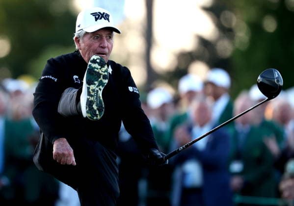 Golf 2026 Masters Tournament - Round 1 Golf legend Gary Player takes part in the ceremonial first tee as Honorary Starters before Round 1 of the 2026 Masters tournament in August, Georgia, USA, 09 April 2026. Augusta United States  Copyright: xCHRISxTORRESx