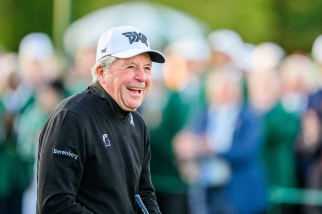 260409 Gary Player of South Africa in the Honorary Starters ceremony during the first round of the 2026 Masters Golf Tournament on April 9, 2026 in Augusta. Photo: Petter Arvidson BILDBYRAN kod PA PA1193 golf masters bbeng the masters augusta Copyright: PETTERxARVIDSON BB260409PA003