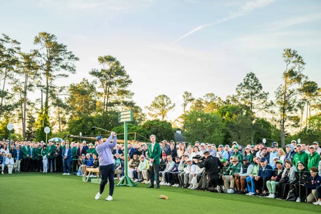 260409 Tom Watson of The United States playing in the Honorary Starters during the first round of the 2026 Masters Golf Tournament on April 9, 2026 in Augusta. Photo: Petter Arvidson BILDBYRAN kod PA PA1193 golf masters bbeng the masters augusta Copyright: PETTERxARVIDSON BB260409PA012