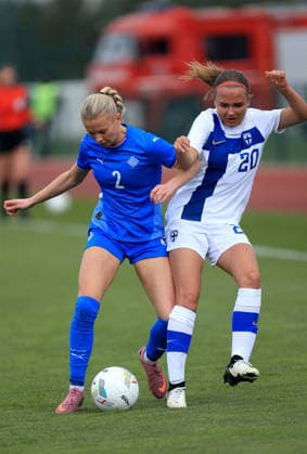 09.04.2026 Stara Pazova(Serbia) Iceland-Finland U19 U-19 Under-19 European qualifiers women s football Lif Joostdottir Van Bemme(L) Iceland,Sofia Eranka(R) Finland : 2